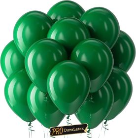 Pro Green Balloons - 100 Pack 12 inch Extra-Thick Dark Green Balloons for Long-Lasting Professional Party Decorations