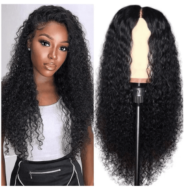 AA Hair Front Wig Womens Brazilian Human Long Curly Lace Wavy Hair Wigs US 2023 (Option: Black)